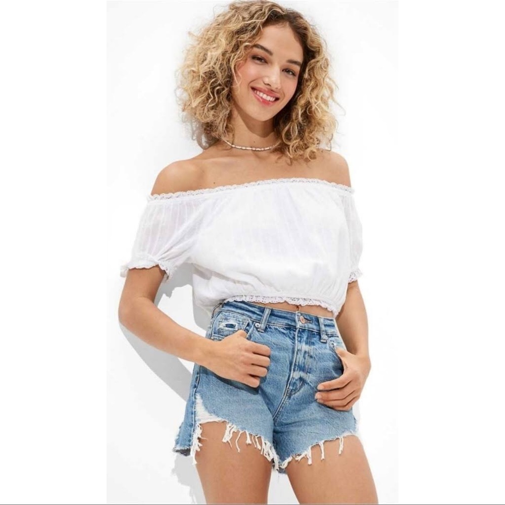 AE Off-The-Shoulder Puff-Sleeve Top (Size-XS)